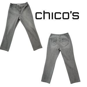 Chico's Platinum Jeans Size 1 - Womens 8 Short Platinum Fit Boot Leg Denim Grey